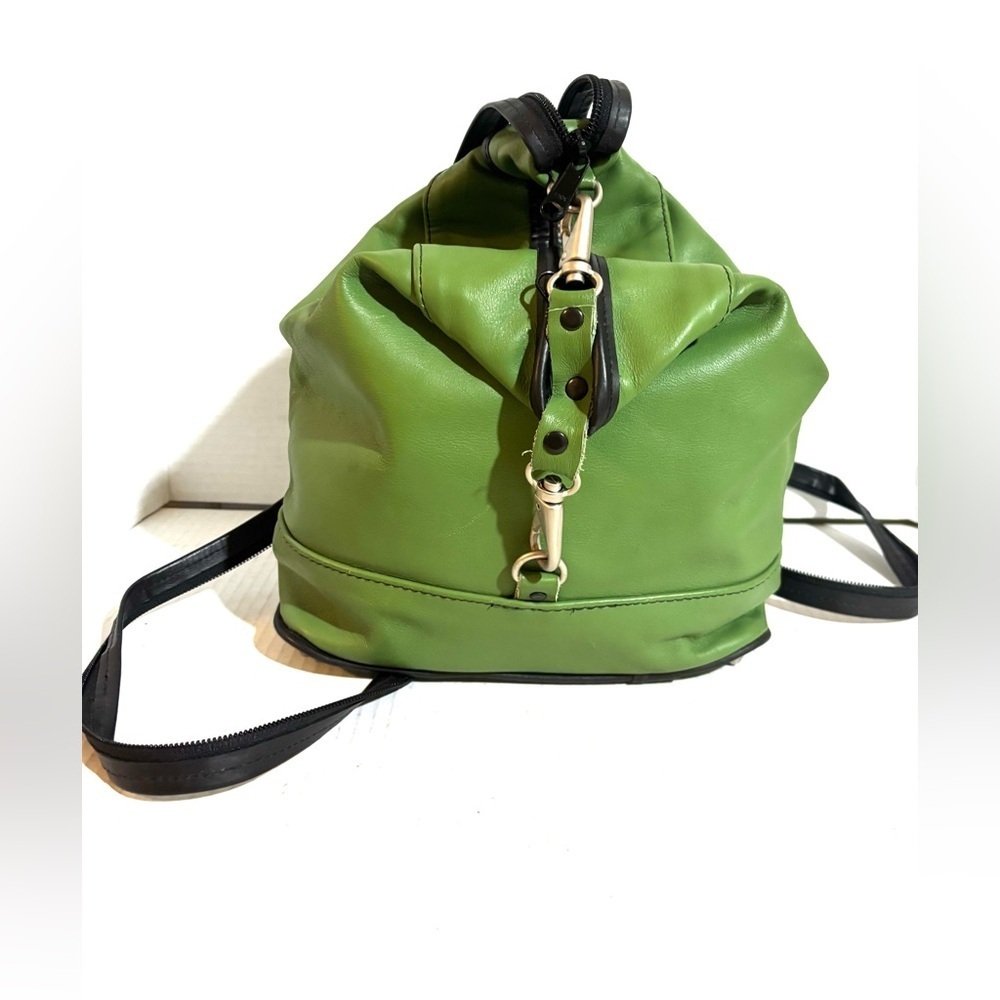 Chic Green Leather Backpack